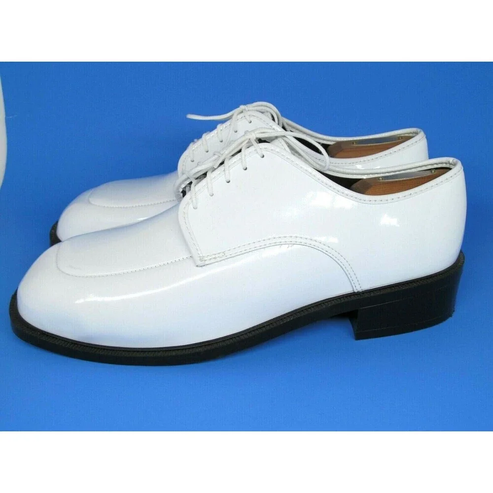 Gateway White Patent Leather Apron Toe Dress Lace Up Oxfords Mens Size US 14 M